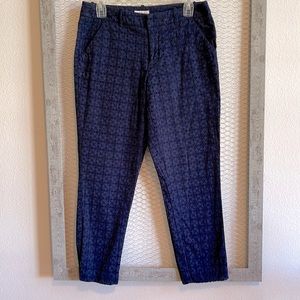 Merona navy eyelet ankle length pants, Size 6